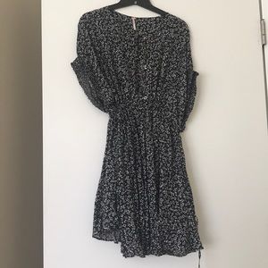 Free people black floral mini dress
